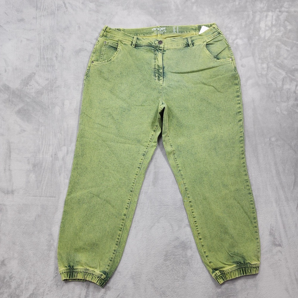 NEW Angel Of Style Jeans Womens 20 Green High Rise Tapered Jogger Aciid Wash